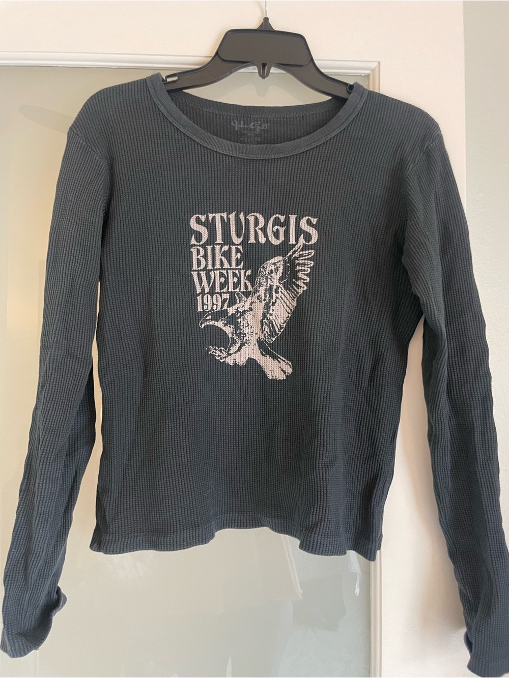 Sturgis Bike Week 1997 Thermal Tee - Black with White Graphic